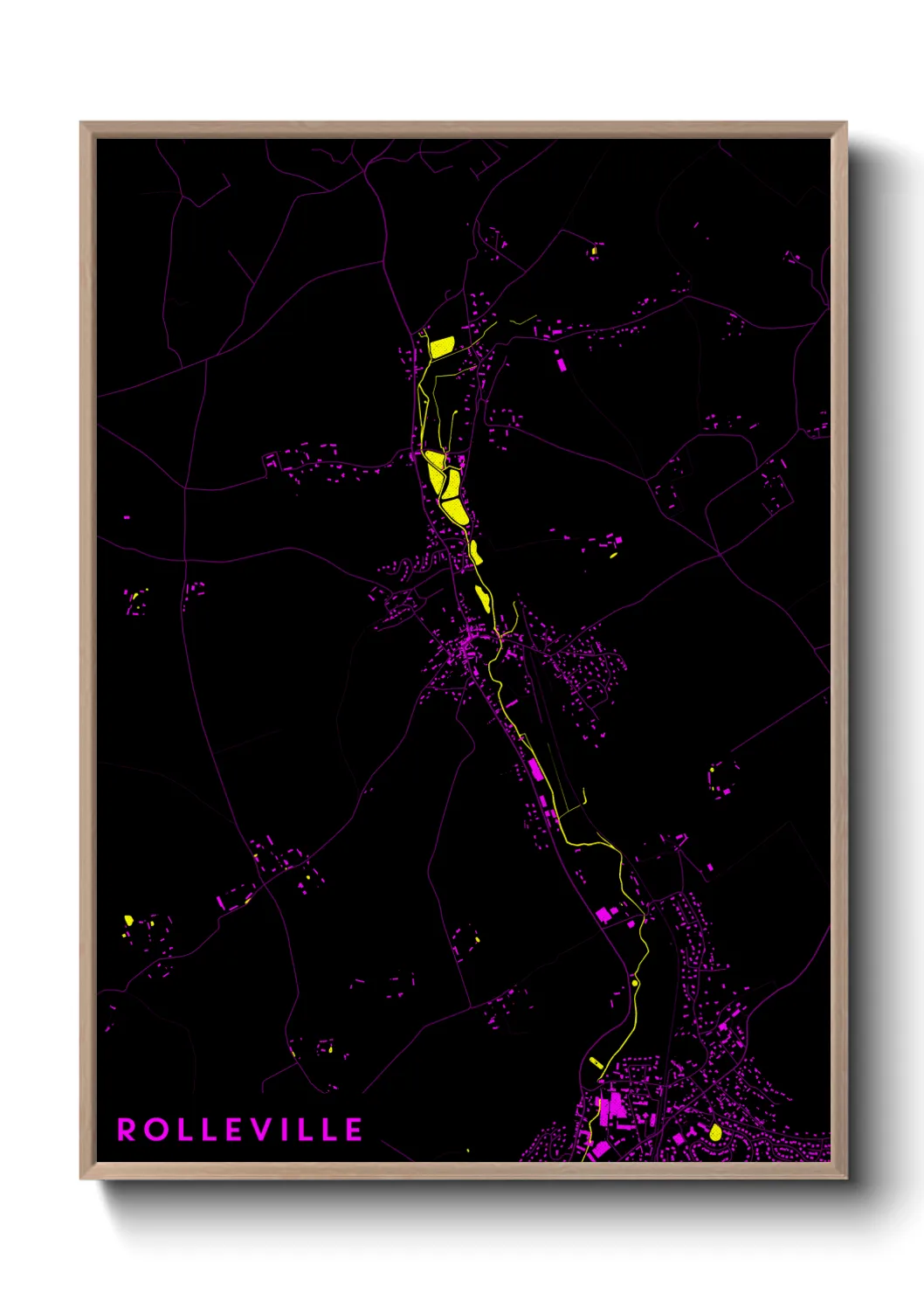 Une affiche de carte sur Rolleville