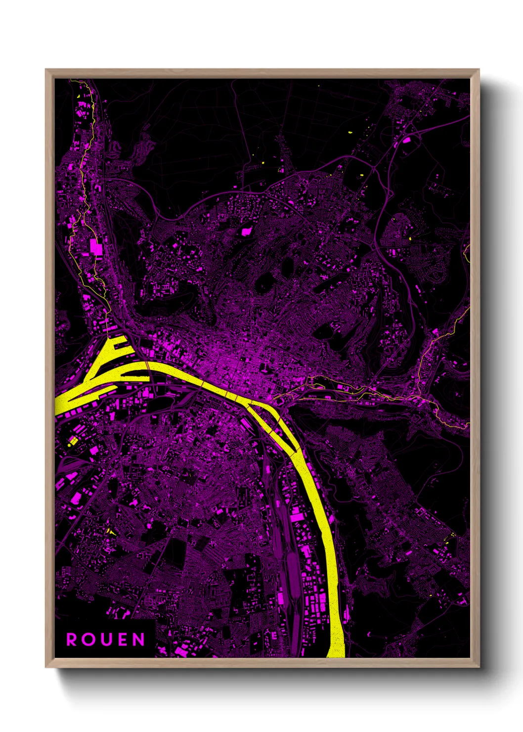 Une affiche de carte sur Rouen