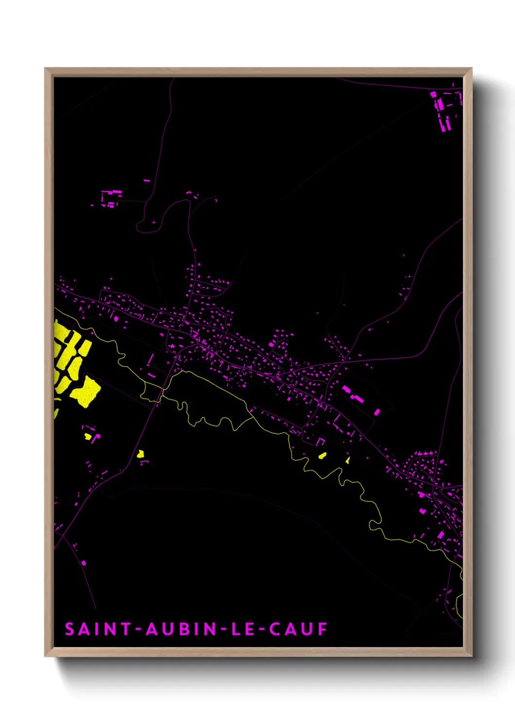 Une affiche de carte sur Saint-Aubin-le-Cauf