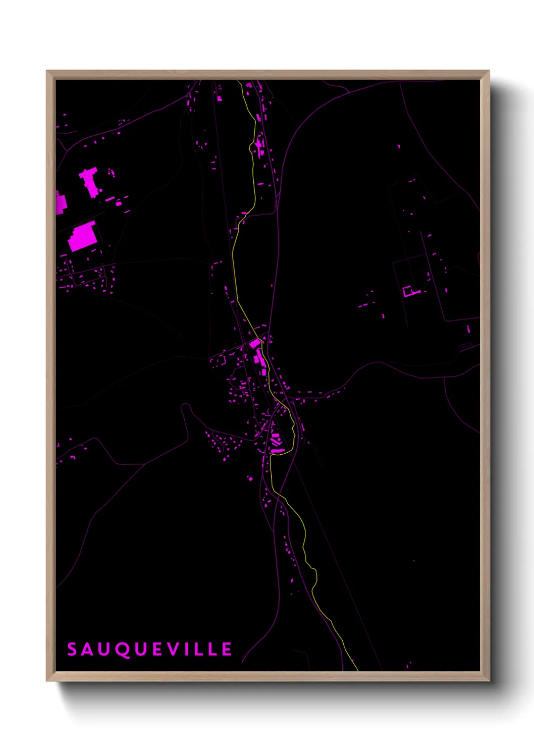 Une affiche de carte sur Sauqueville