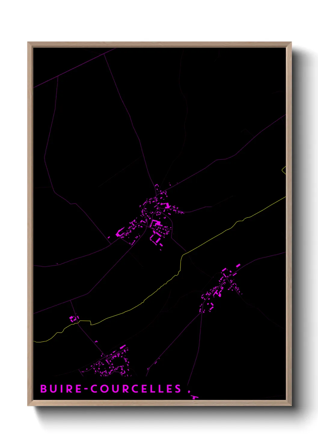 Une affiche de carte sur Buire-Courcelles