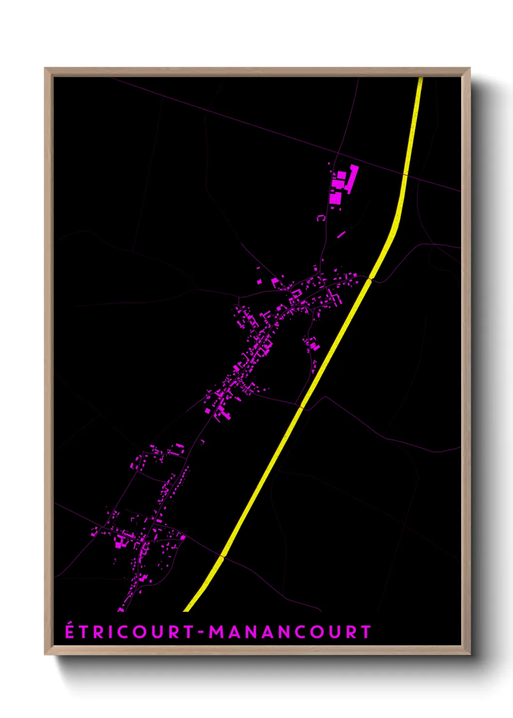 Une affiche de carte sur Étricourt-Manancourt