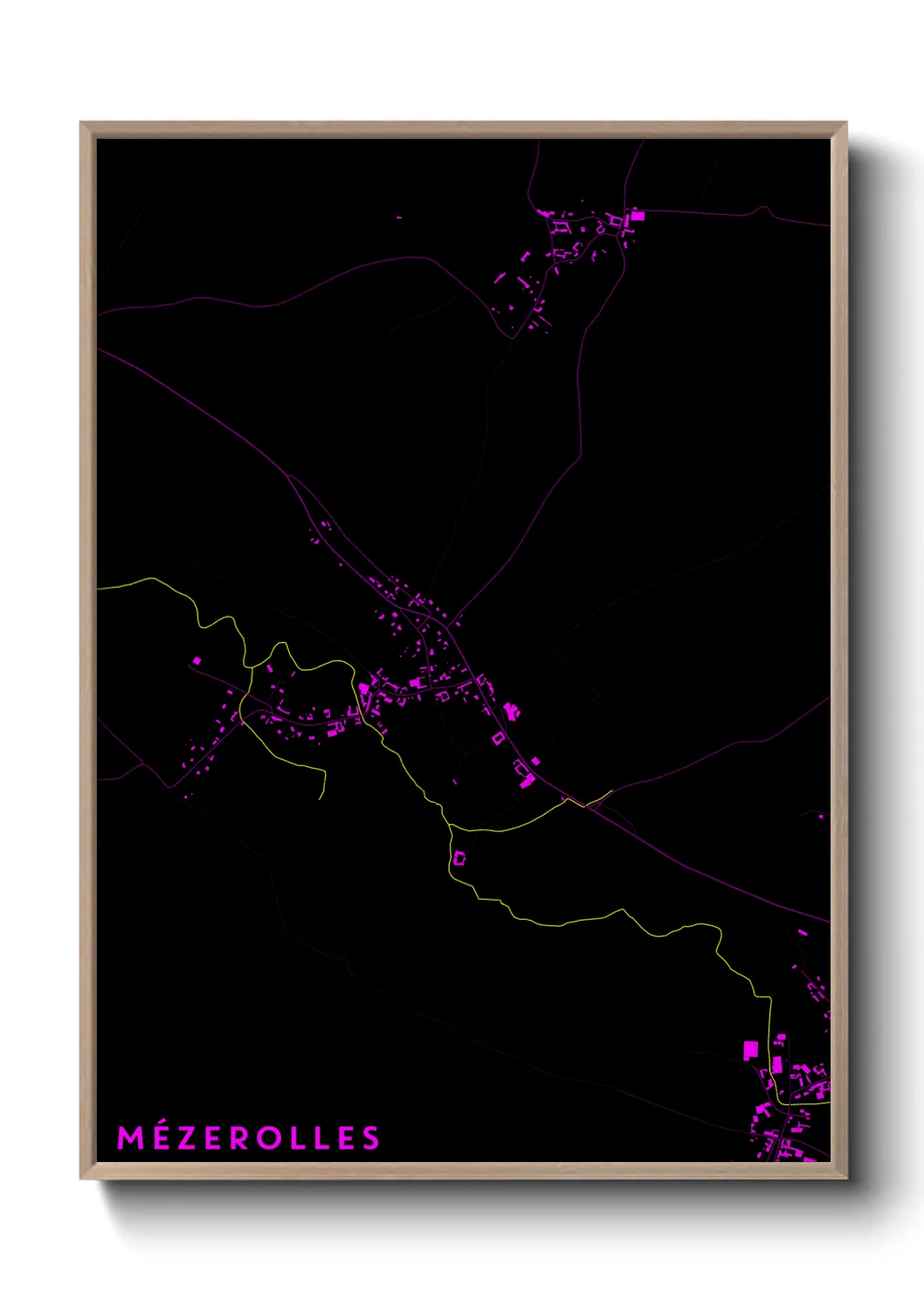 Une affiche de carte sur Mézerolles