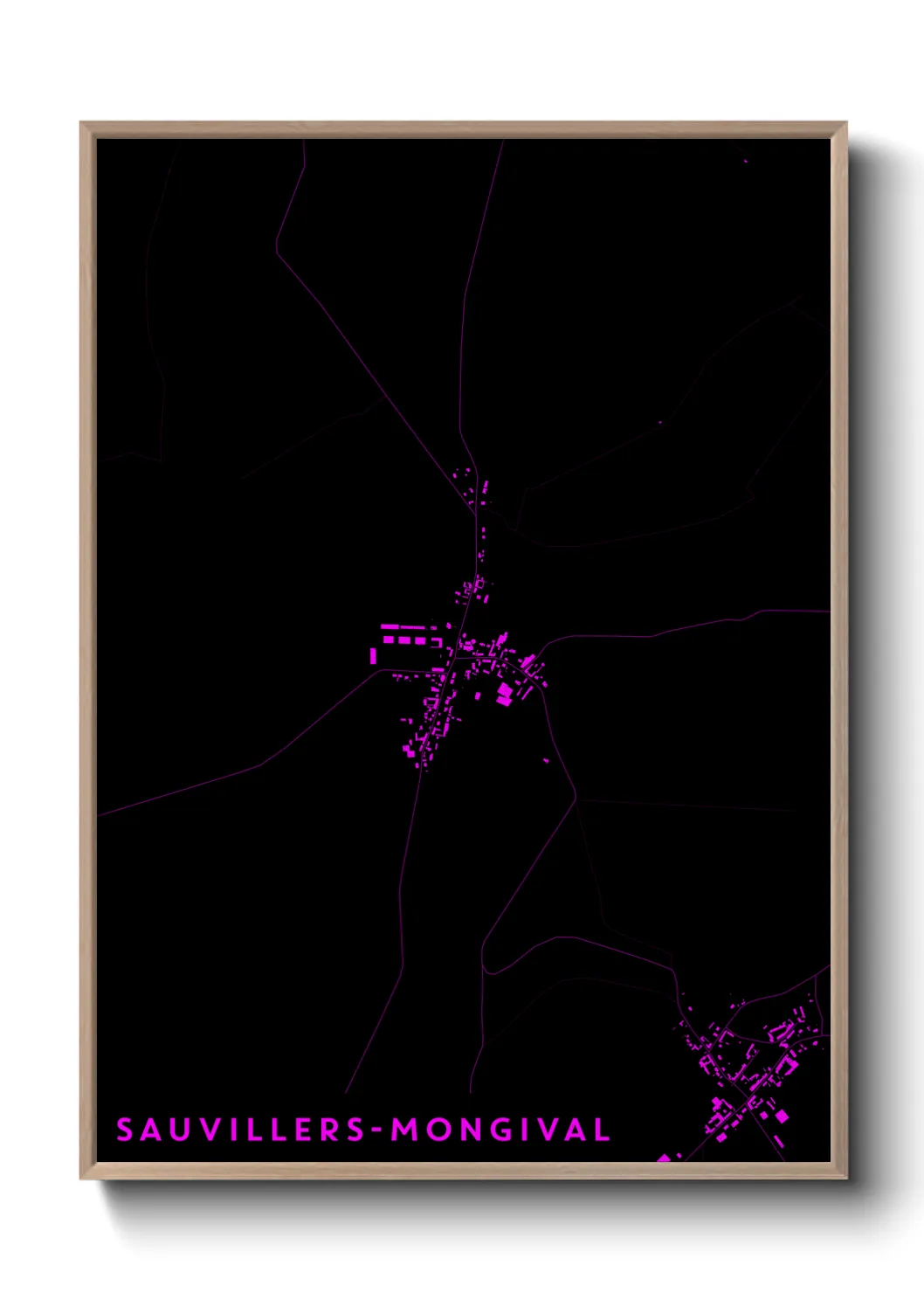 Une affiche de carte sur Sauvillers-Mongival