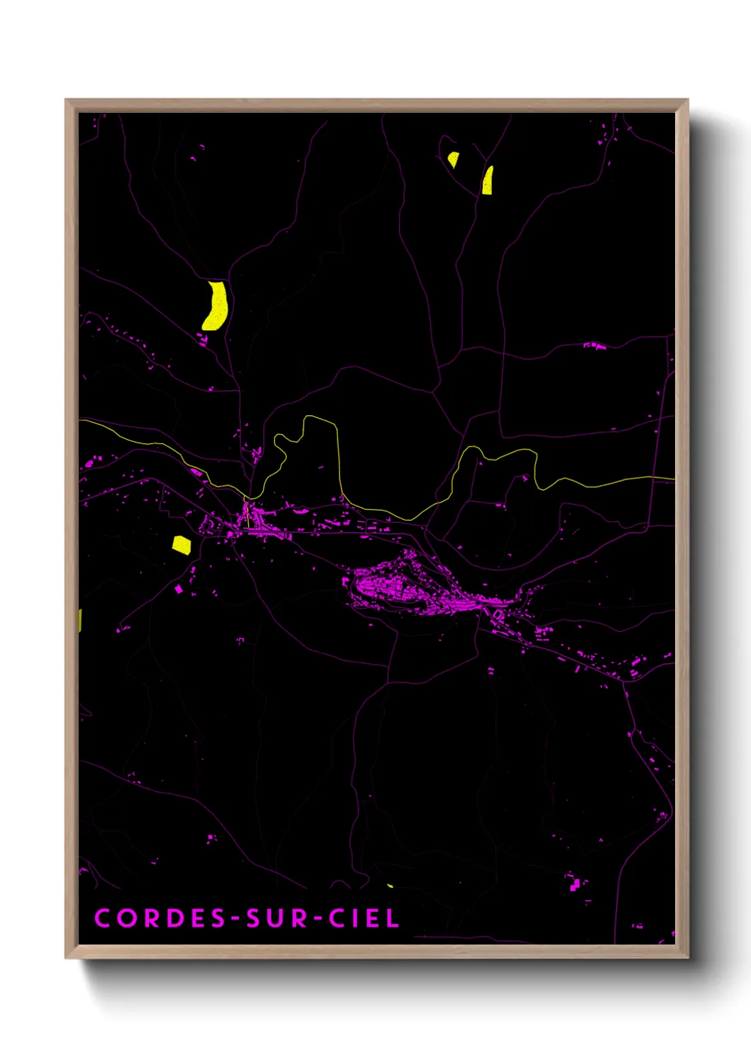 Une affiche de carte sur Cordes-sur-Ciel
