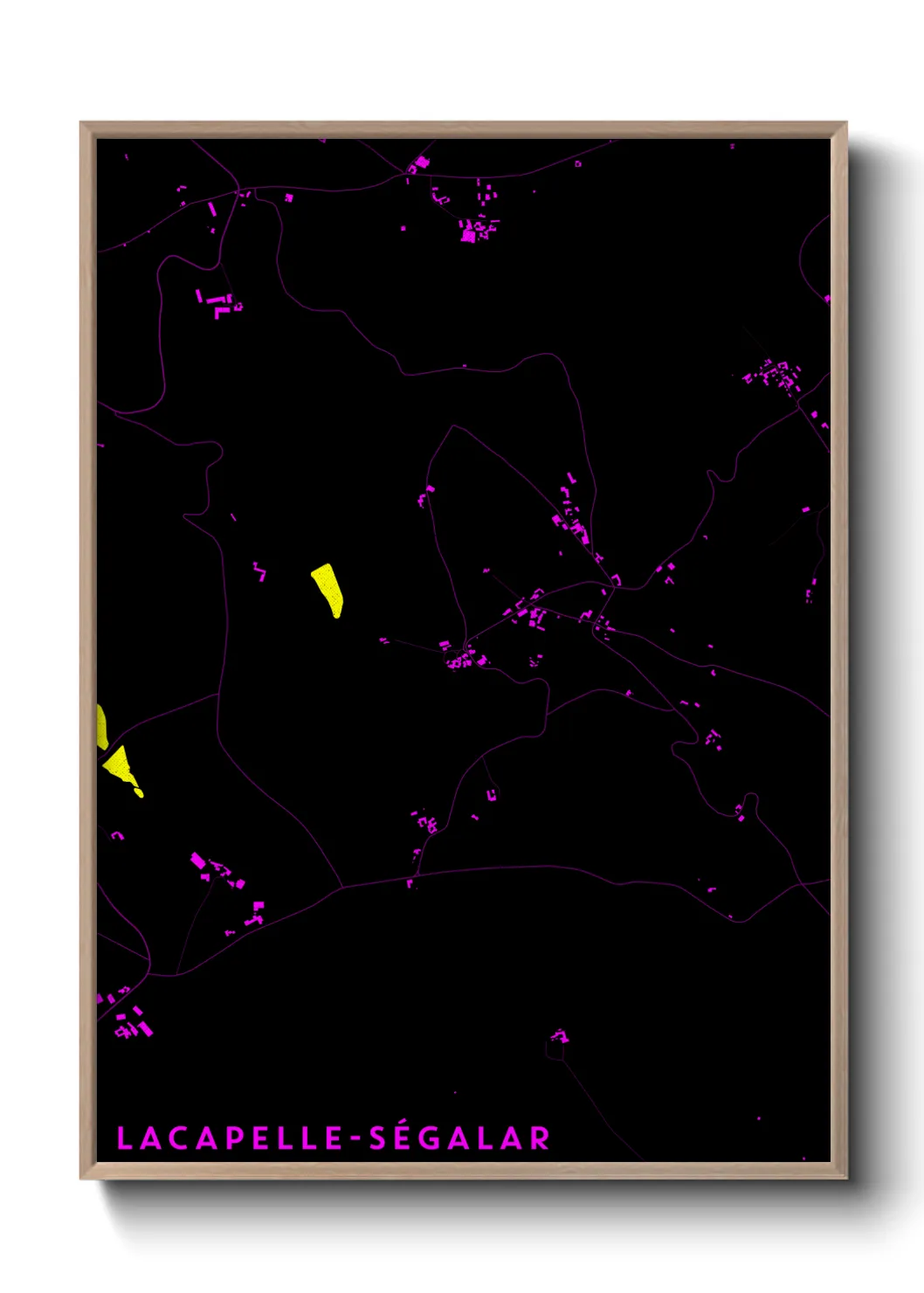 Une affiche de carte sur Lacapelle-Ségalar