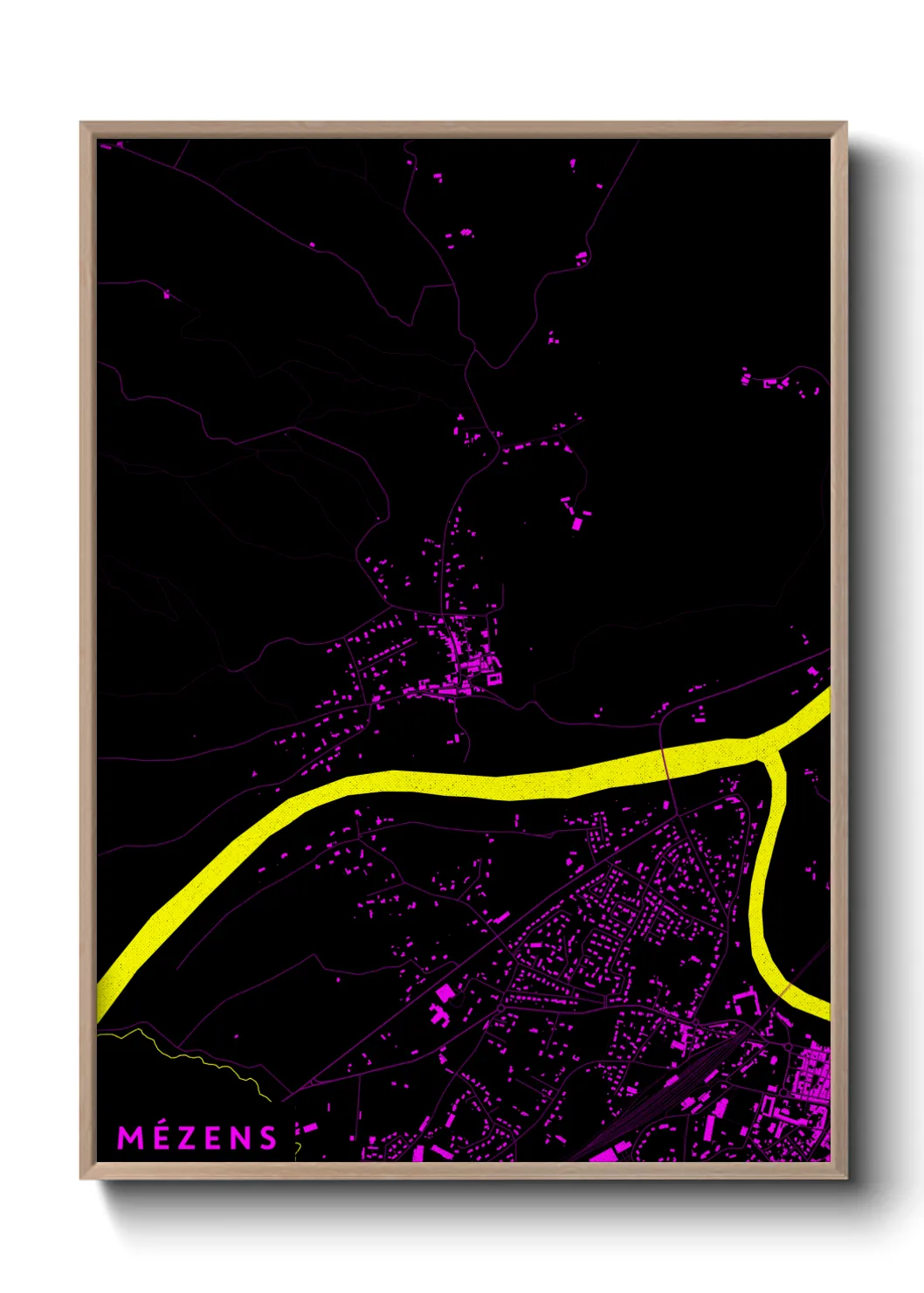 Une affiche de carte sur Mézens