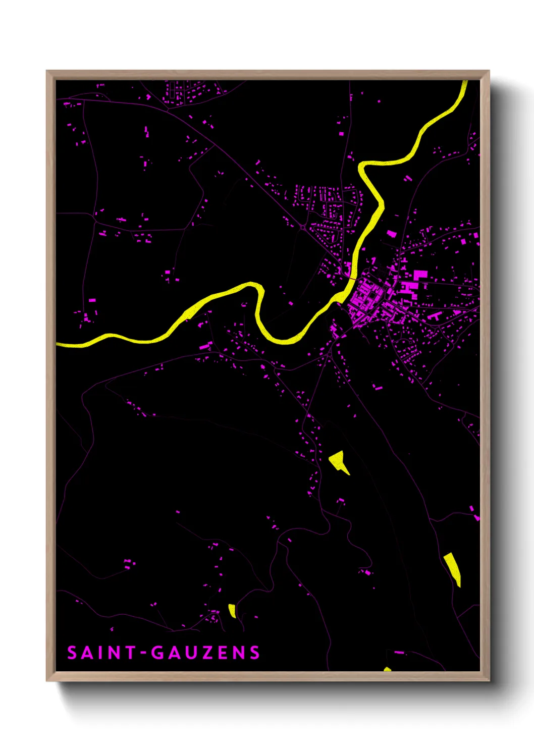 Une affiche de carte sur Saint-Gauzens