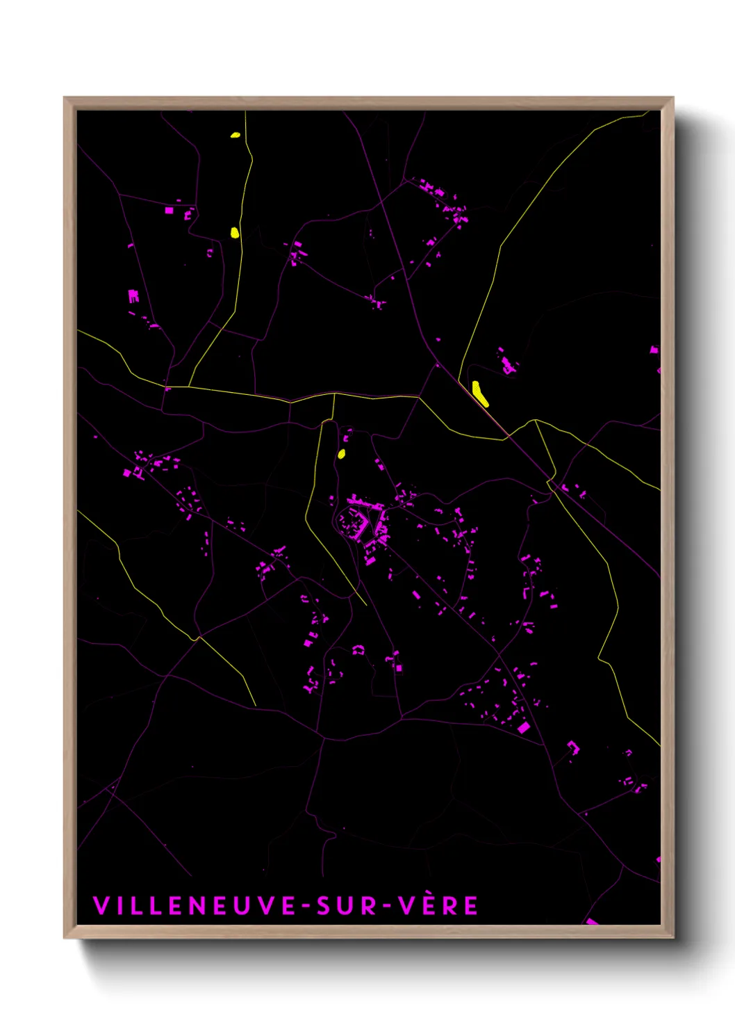 Une affiche de carte sur Villeneuve-sur-Vère