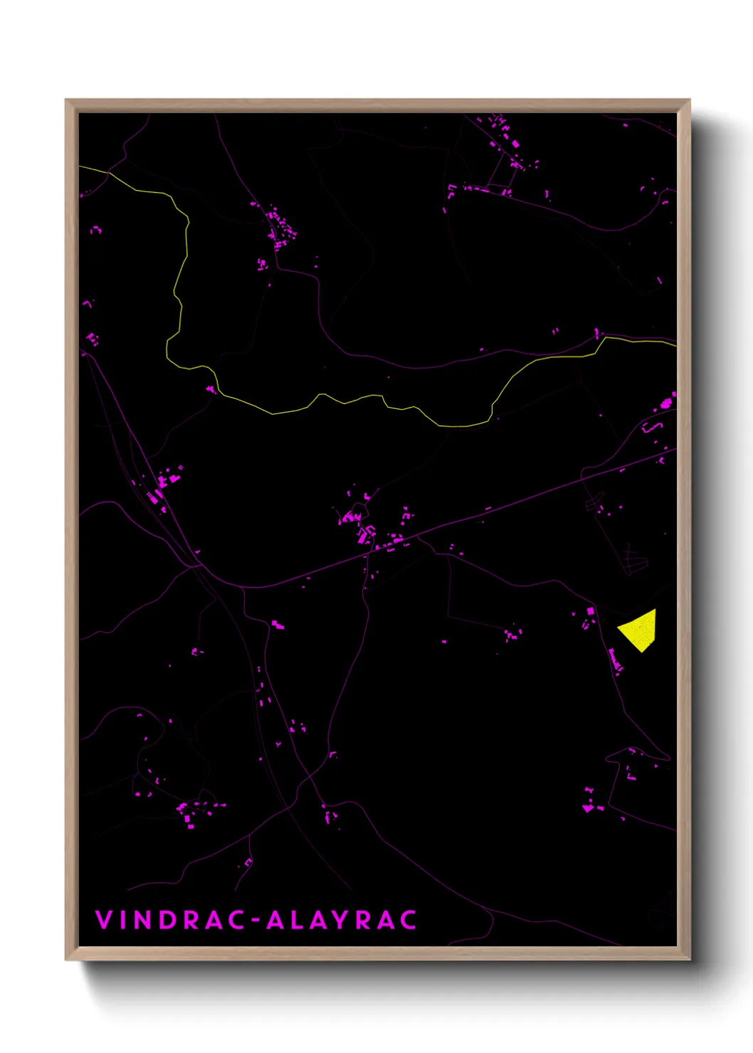 Une affiche de carte sur Vindrac-Alayrac