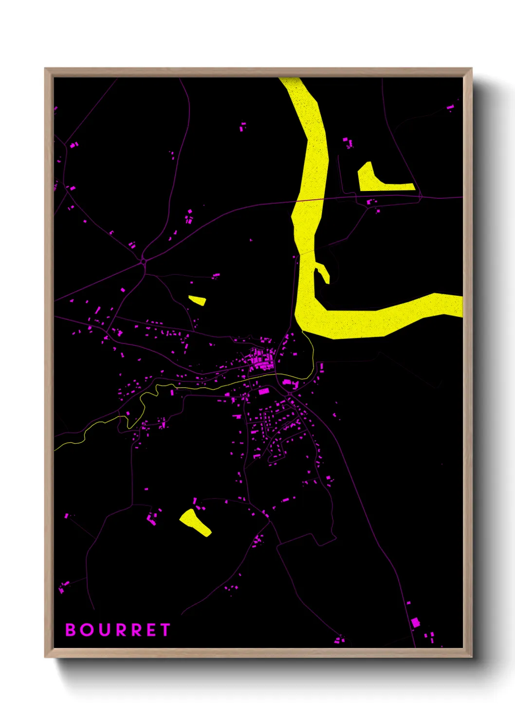 Une affiche de carte sur Bourret