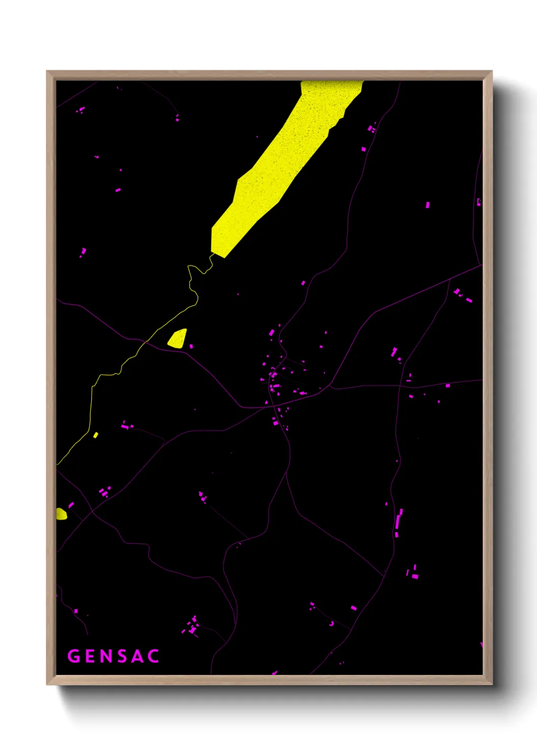 Une affiche de carte sur Gensac