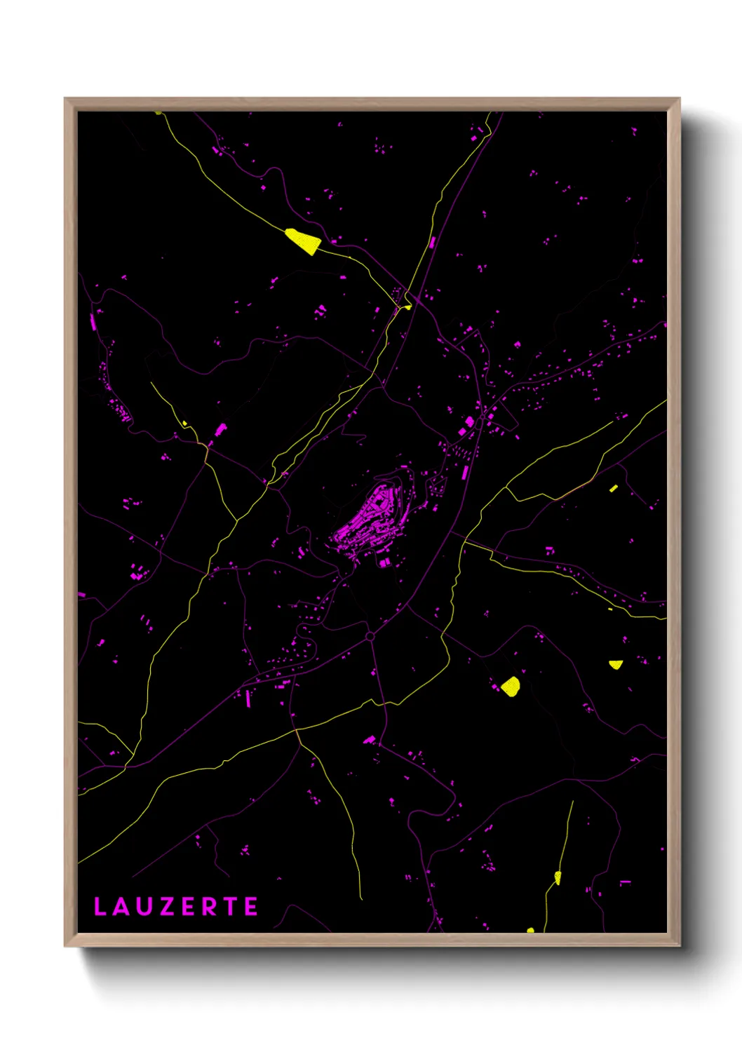 Une affiche de carte sur Lauzerte