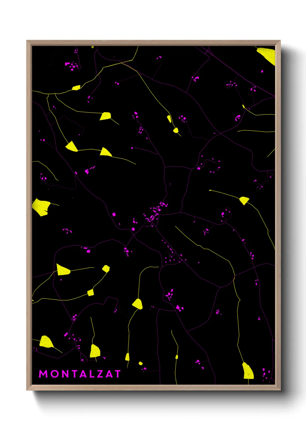 Une affiche de carte sur Montalzat