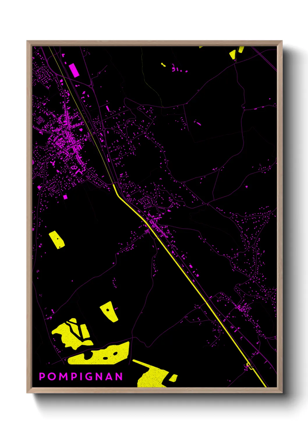 Une affiche de carte sur Pompignan