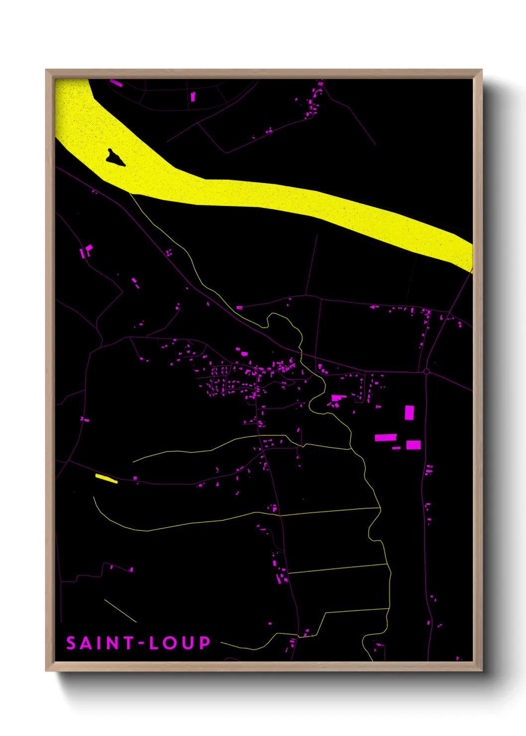 Une affiche de carte sur Saint-Loup
