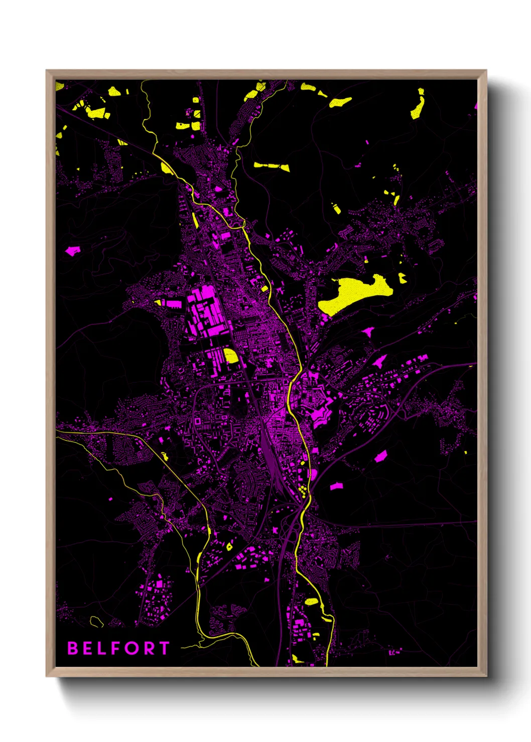 Une affiche de carte sur Belfort