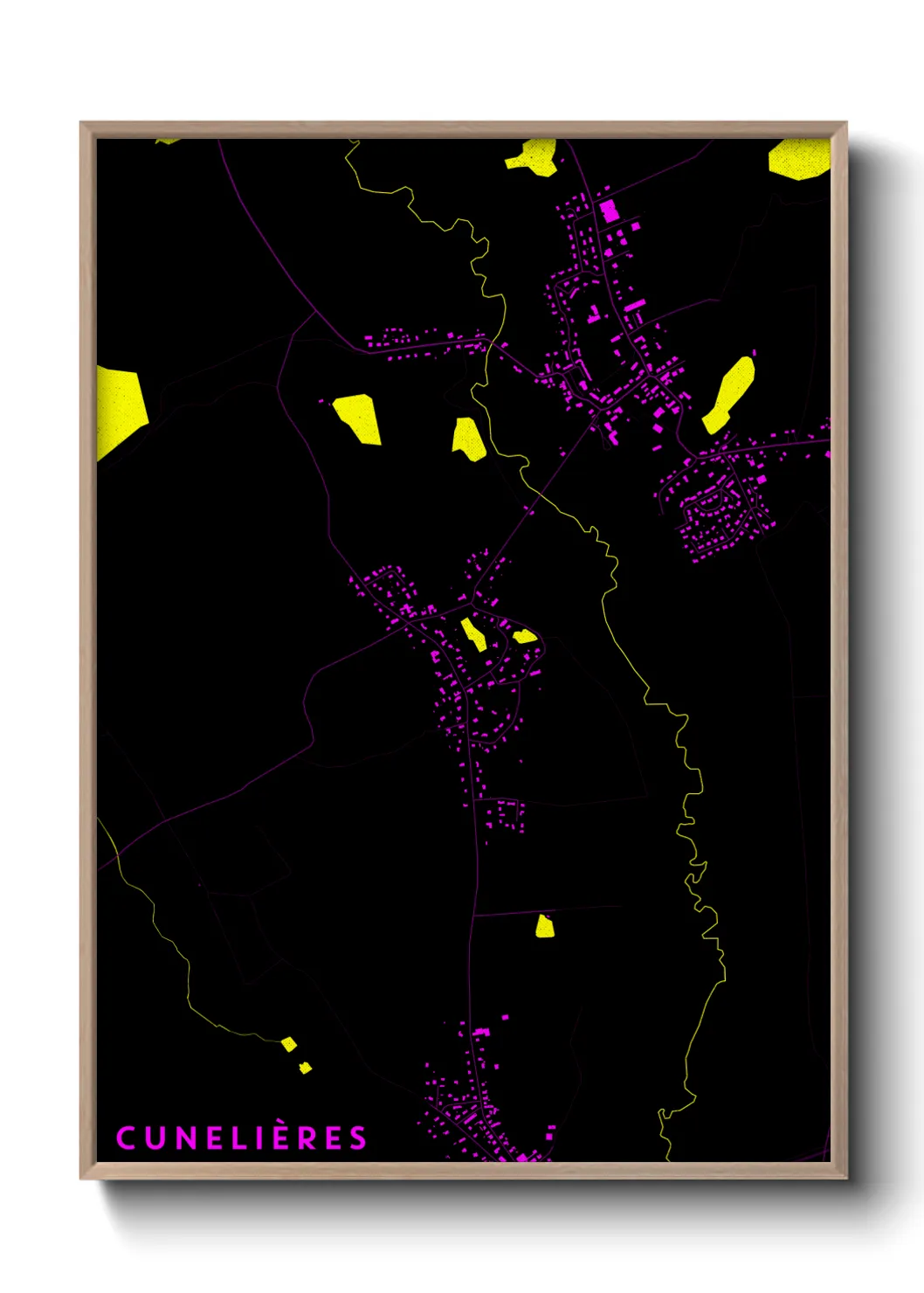 Une affiche de carte sur Cunelières
