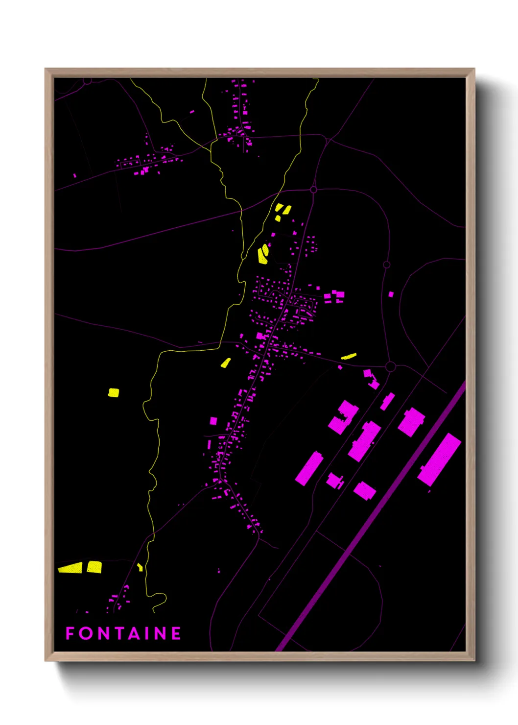 Une affiche de carte sur Fontaine