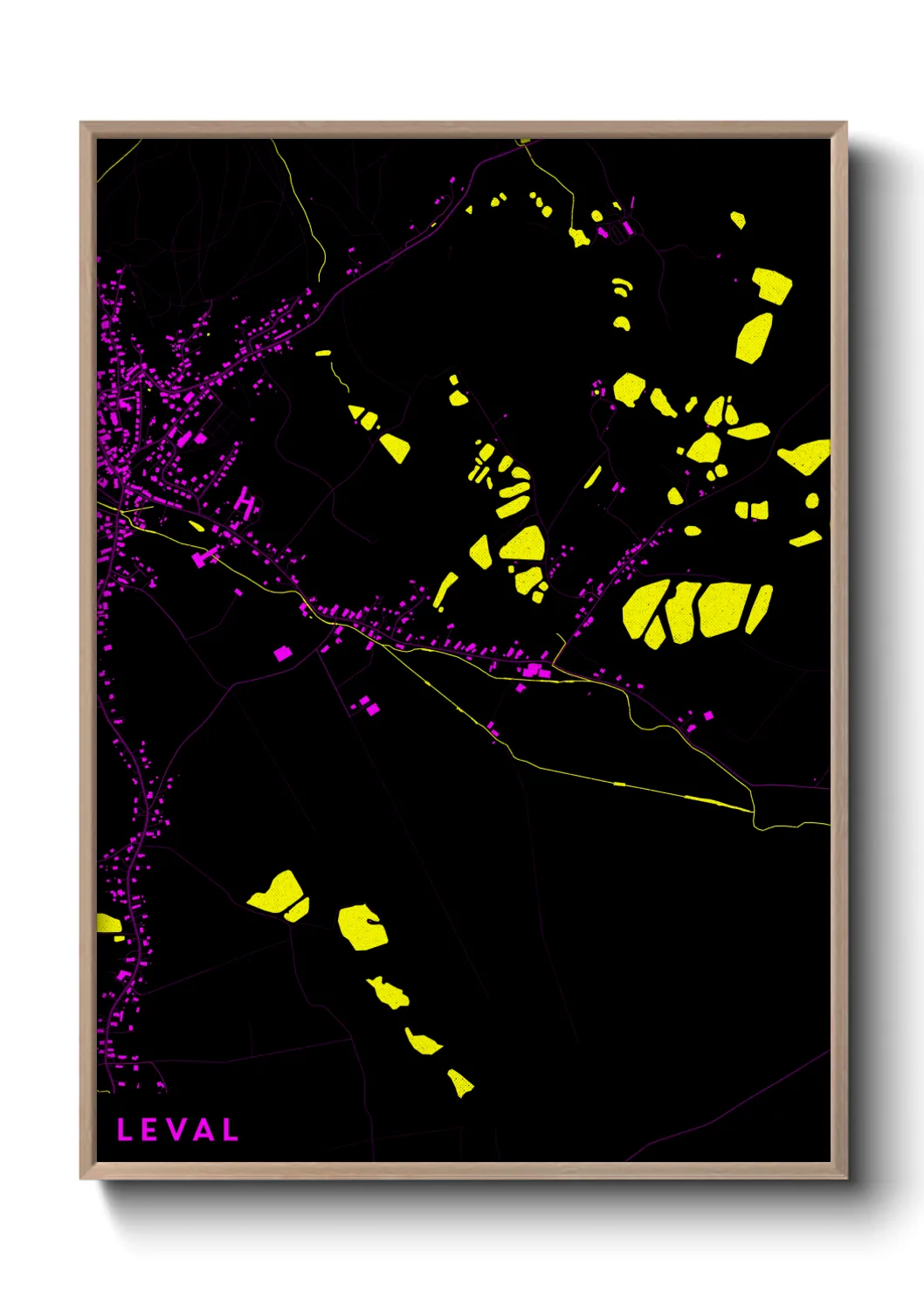 Une affiche de carte sur Leval