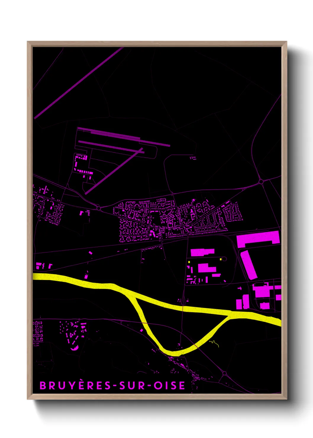 Une affiche de carte sur Bruyères-sur-Oise