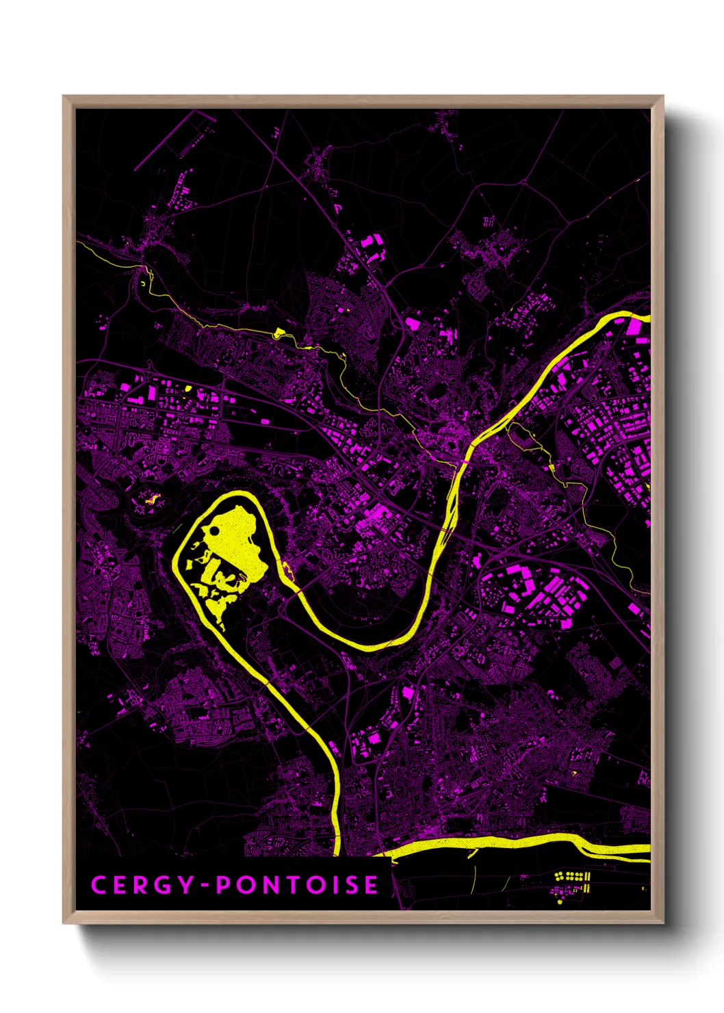 Une affiche de carte sur Cergy-Pontoise