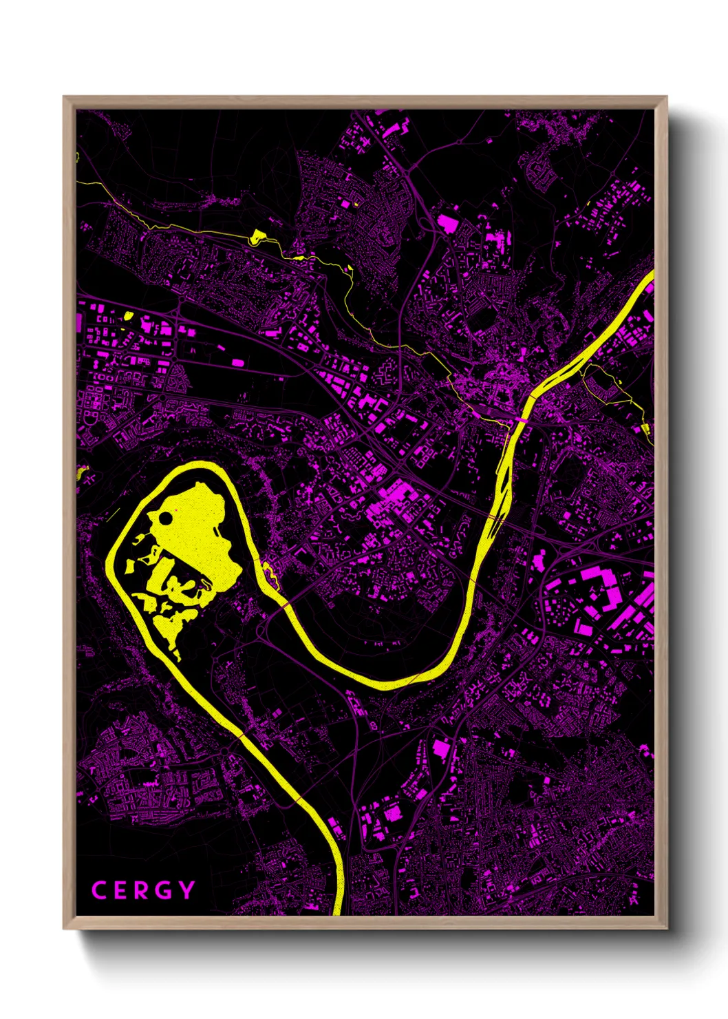 Une affiche de carte sur Cergy