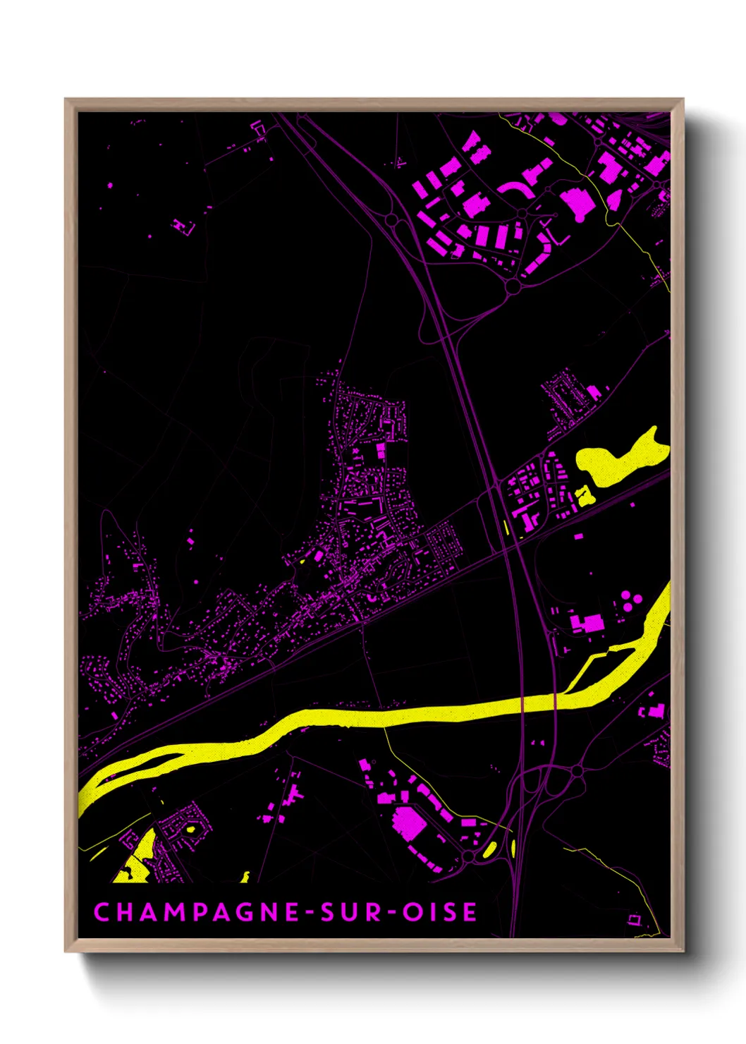 Une affiche de carte sur Champagne-sur-Oise