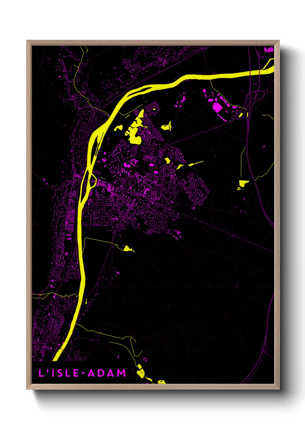 Une affiche de carte sur L'Isle-Adam