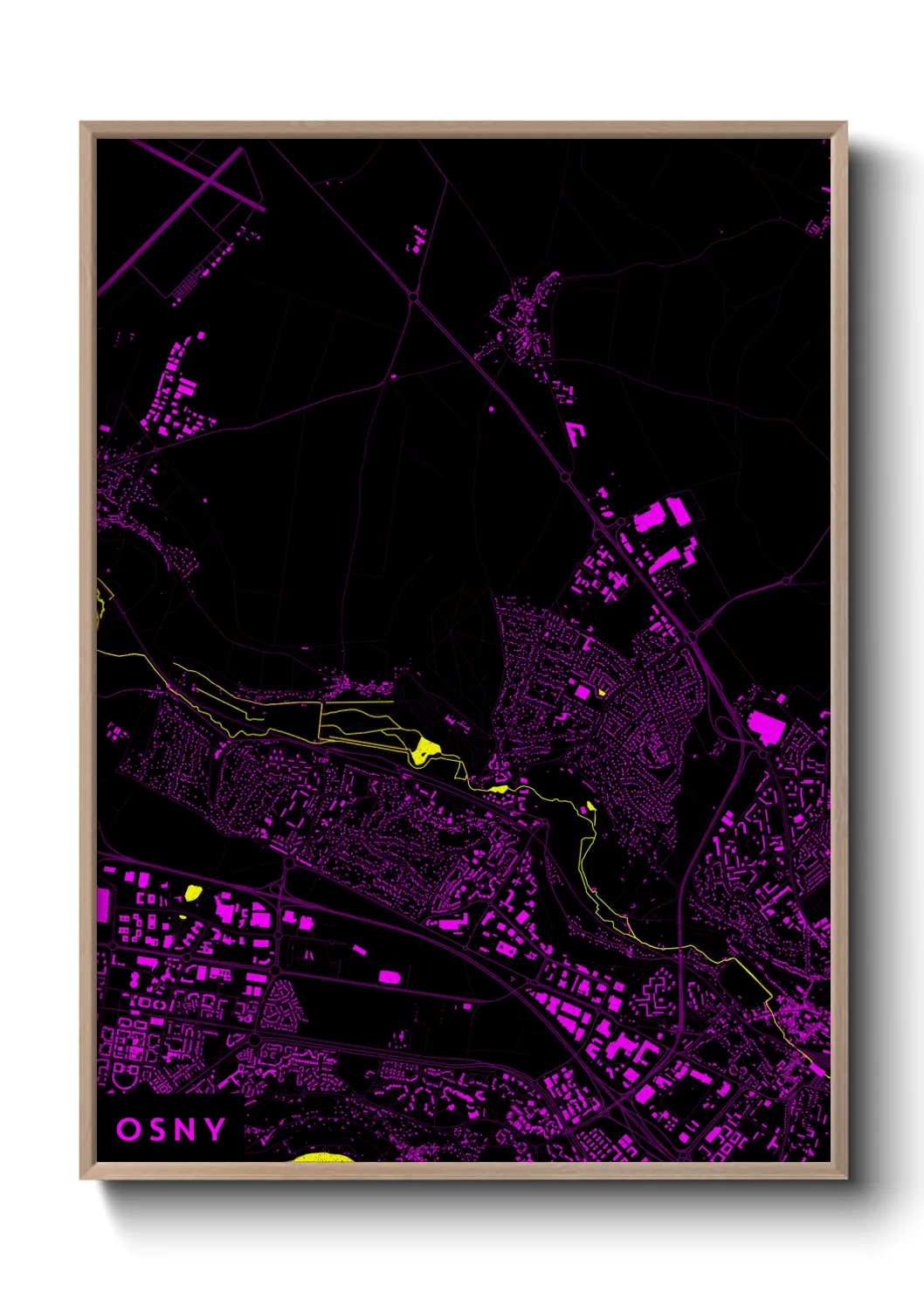 Une affiche de carte sur Osny