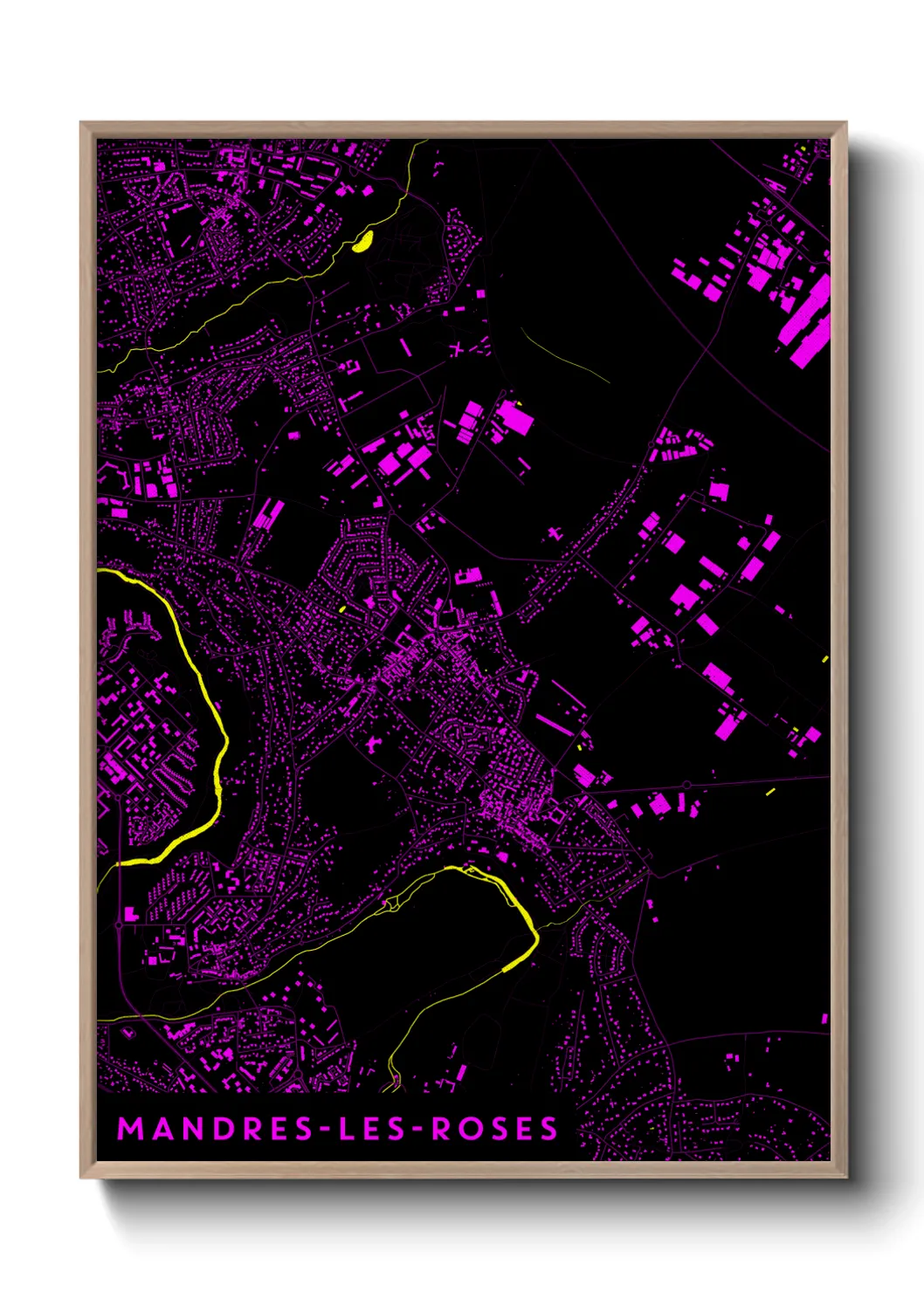 Une affiche de carte sur Mandres-les-Roses