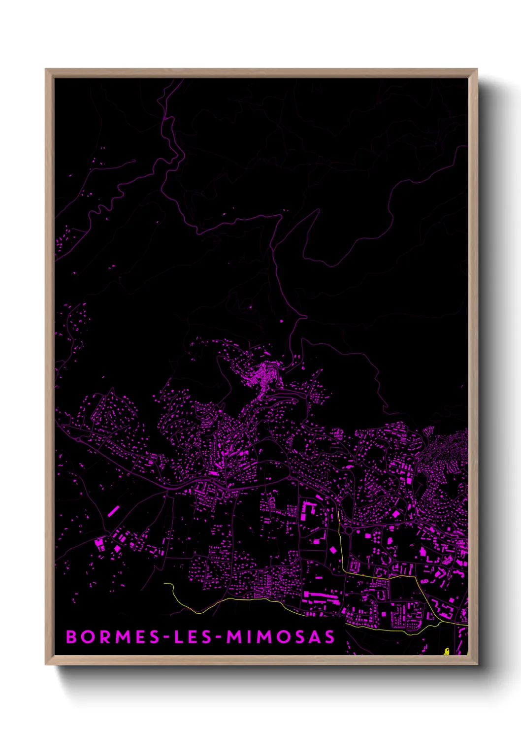 Une affiche de carte sur Bormes-les-Mimosas