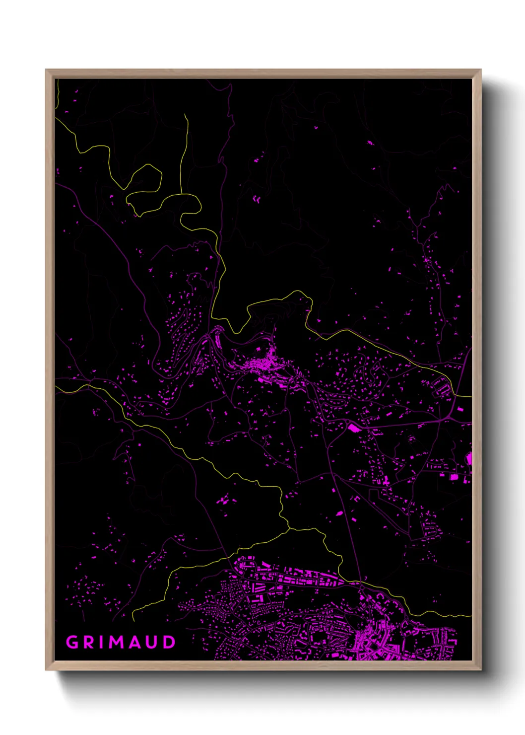 Une affiche de carte sur Grimaud