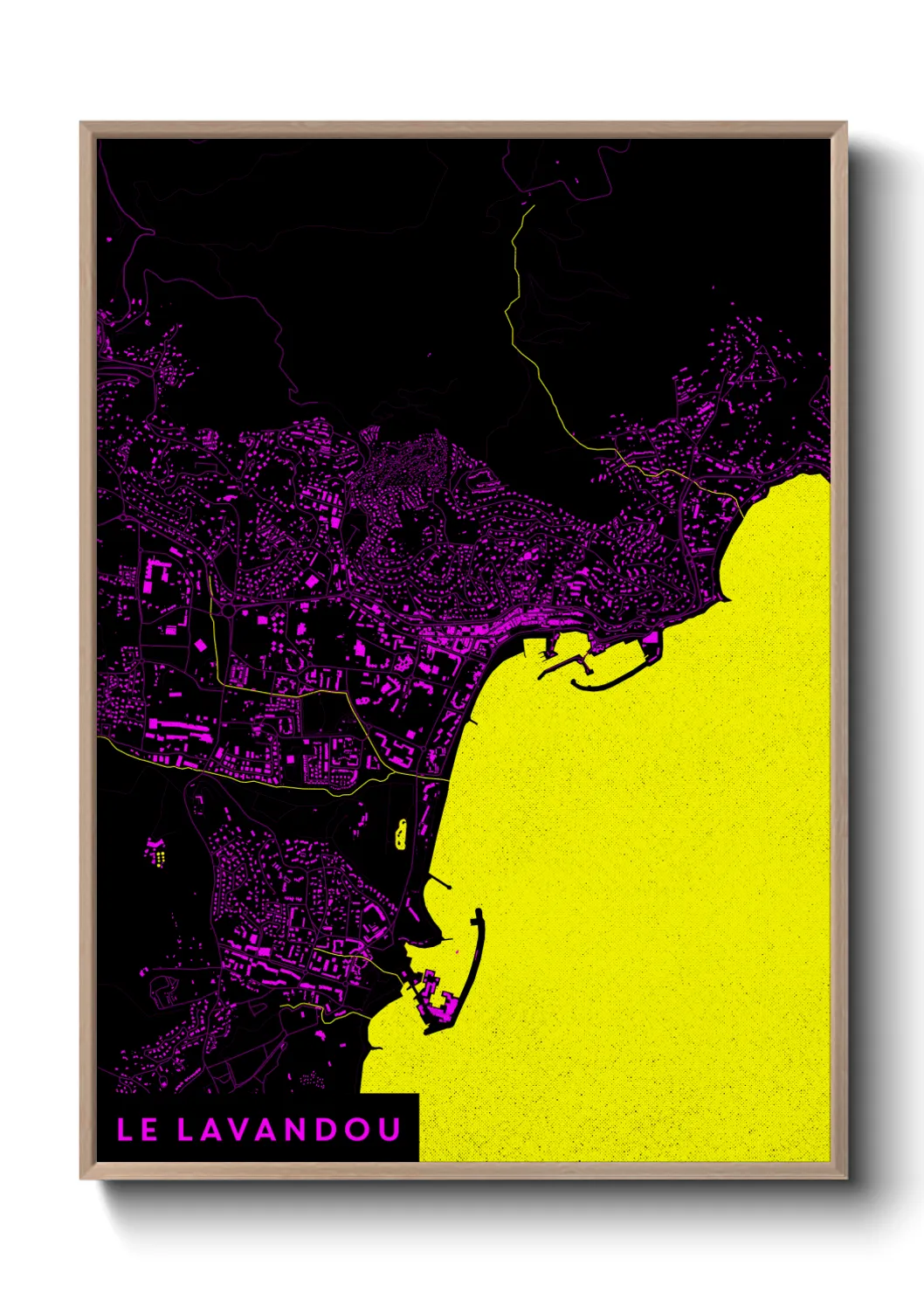 Une affiche de carte sur Le Lavandou