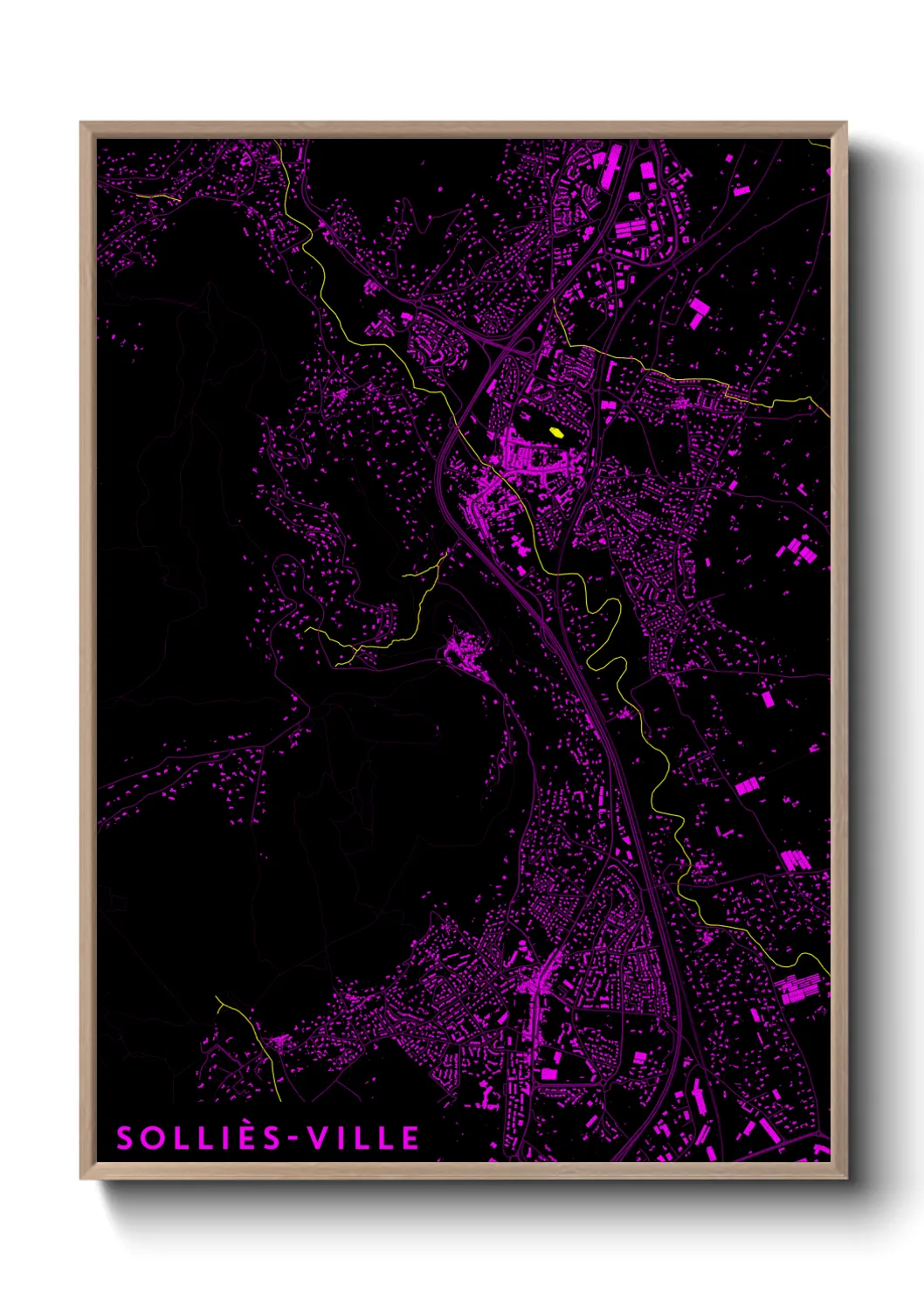 Une affiche de carte sur Solliès-Ville