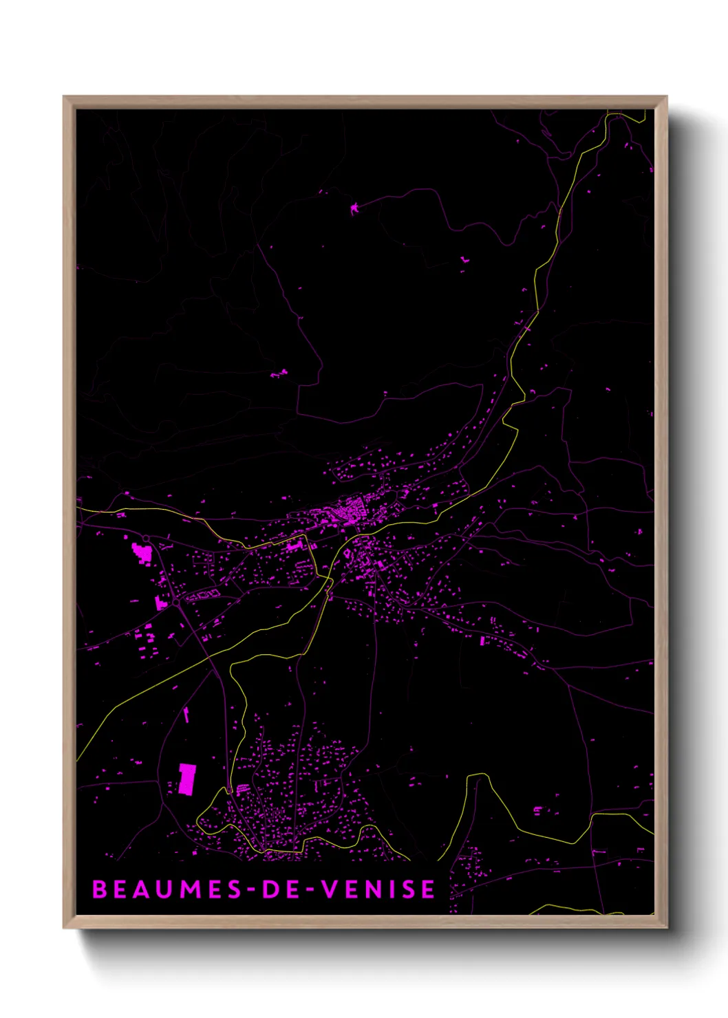 Une affiche de carte sur Beaumes-de-Venise
