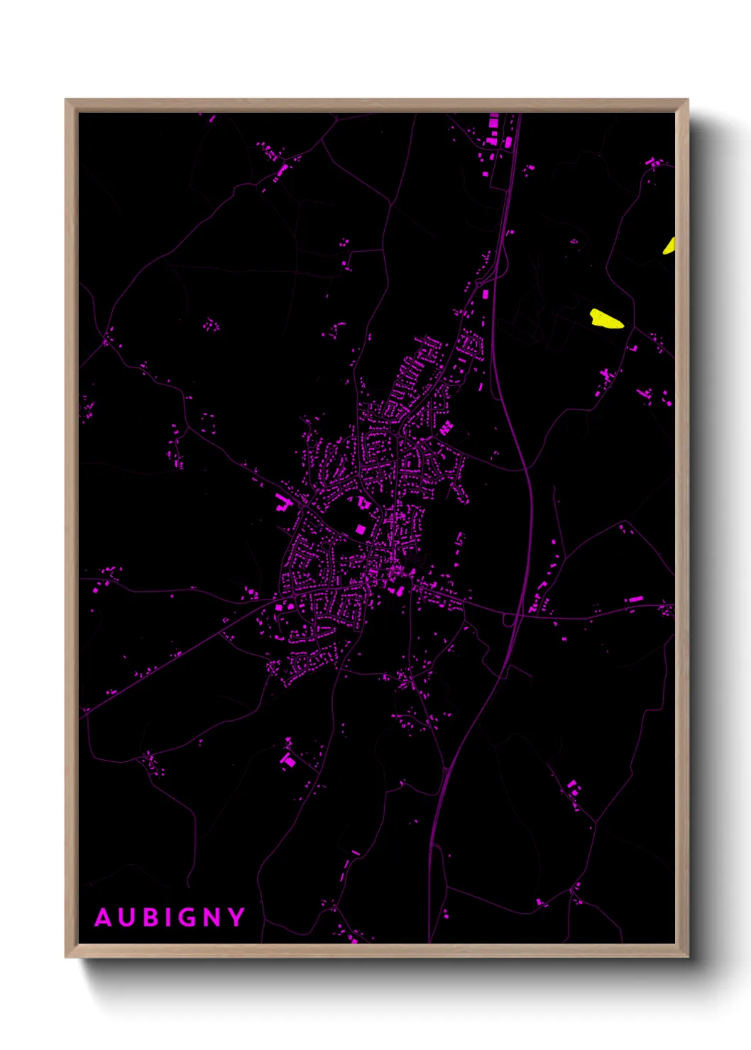 Une affiche de carte sur Aubigny