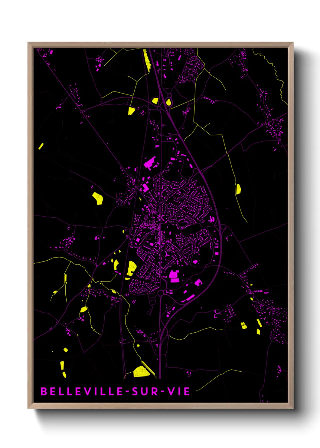 Une affiche de carte sur Belleville-sur-Vie