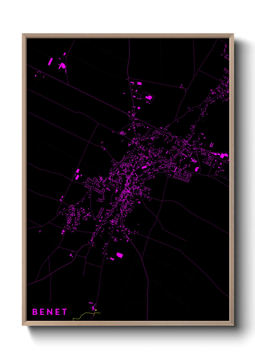 Une affiche de carte sur Benet