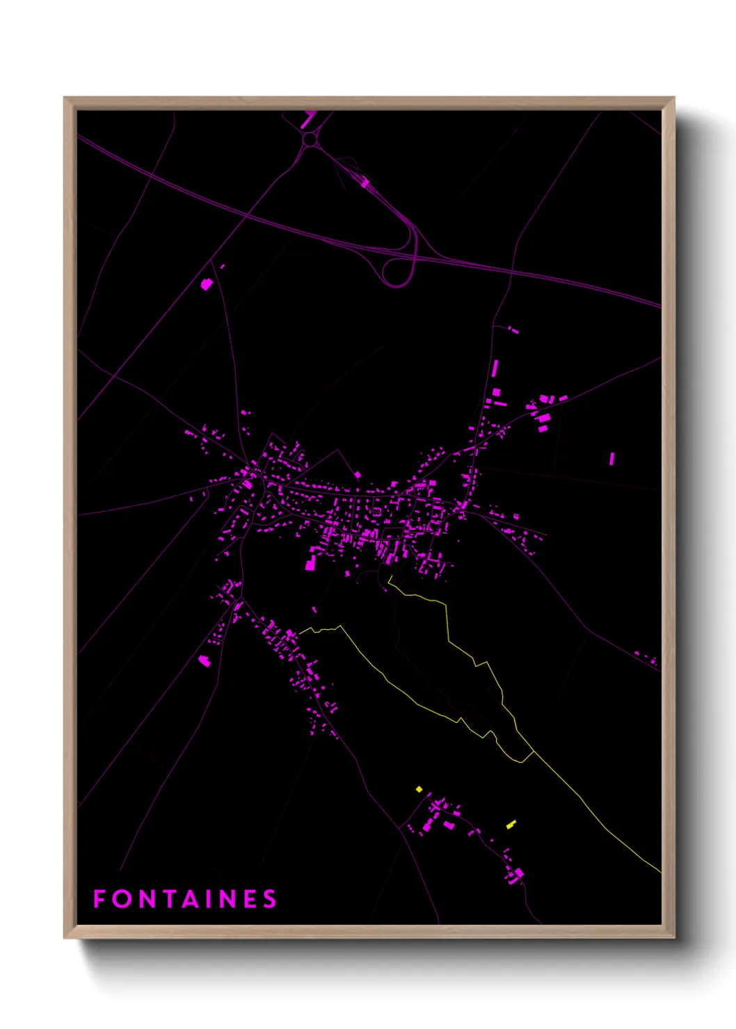 Une affiche de carte sur Fontaines