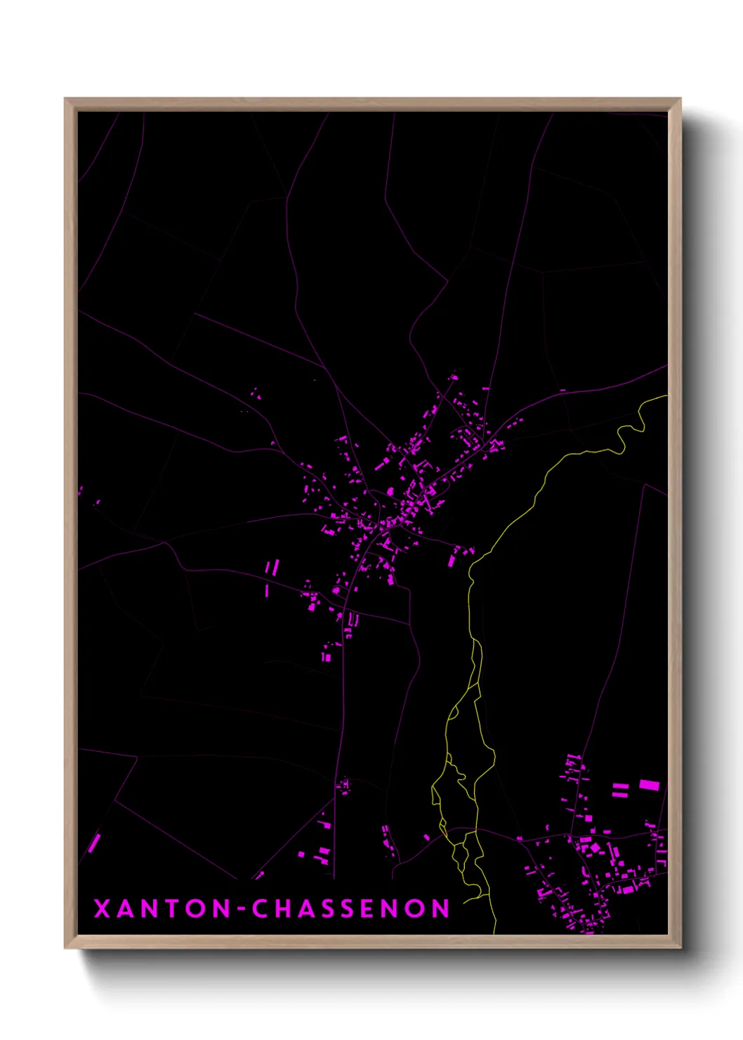 Une affiche de carte sur Xanton-Chassenon