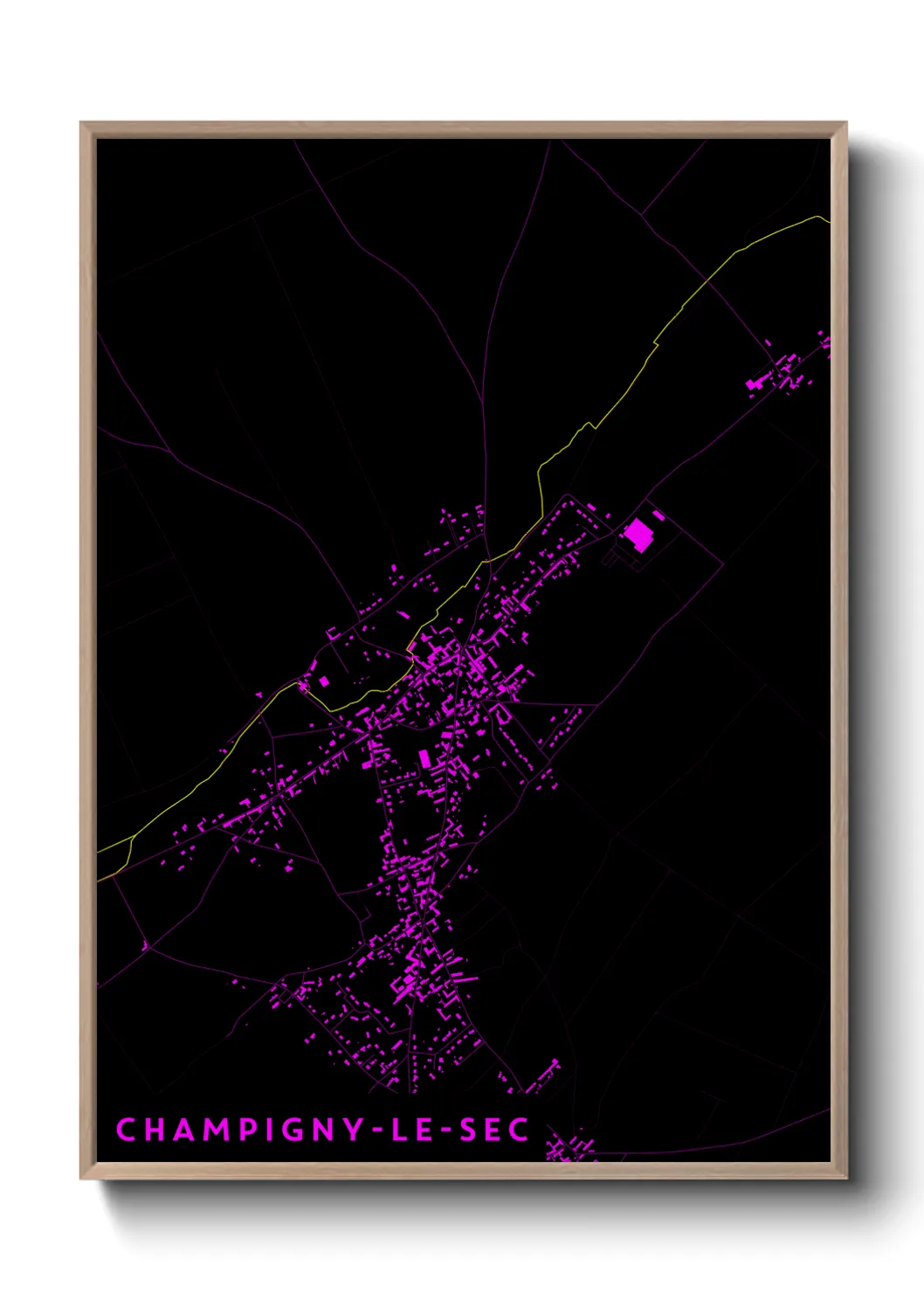 Une affiche de carte sur Champigny-le-Sec