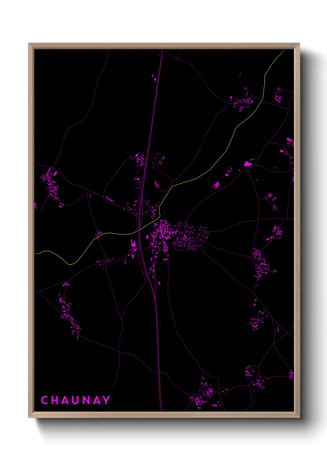 Une affiche de carte sur Chaunay