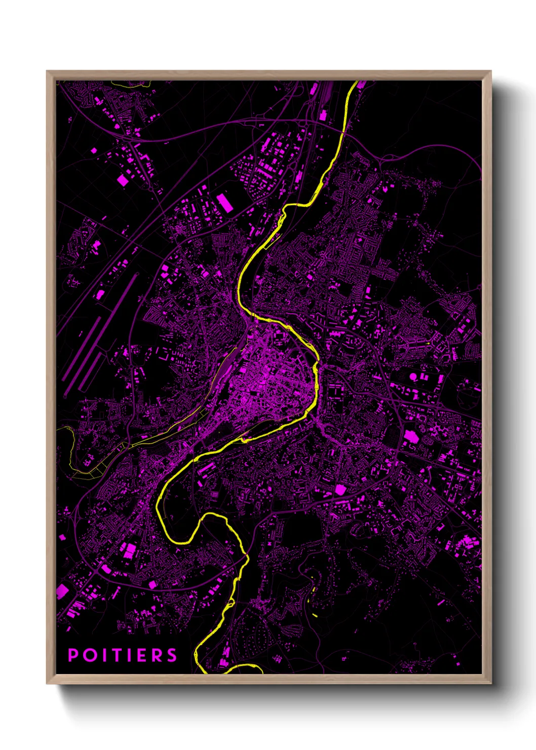Une affiche de carte sur Poitiers