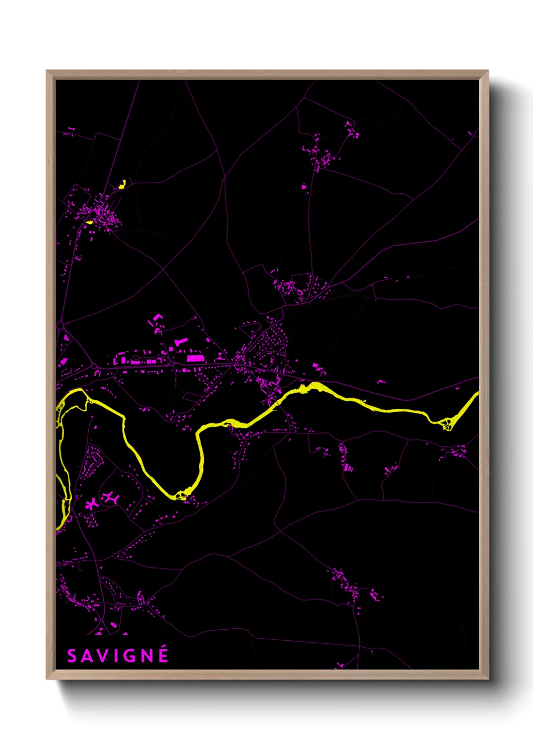 Une affiche de carte sur Savigné