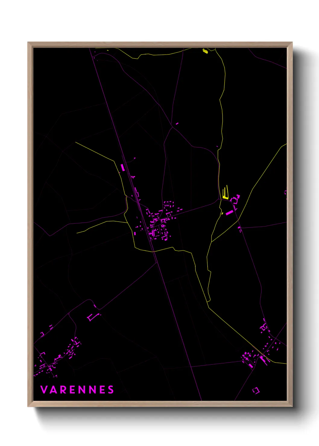 Une affiche de carte sur Varennes