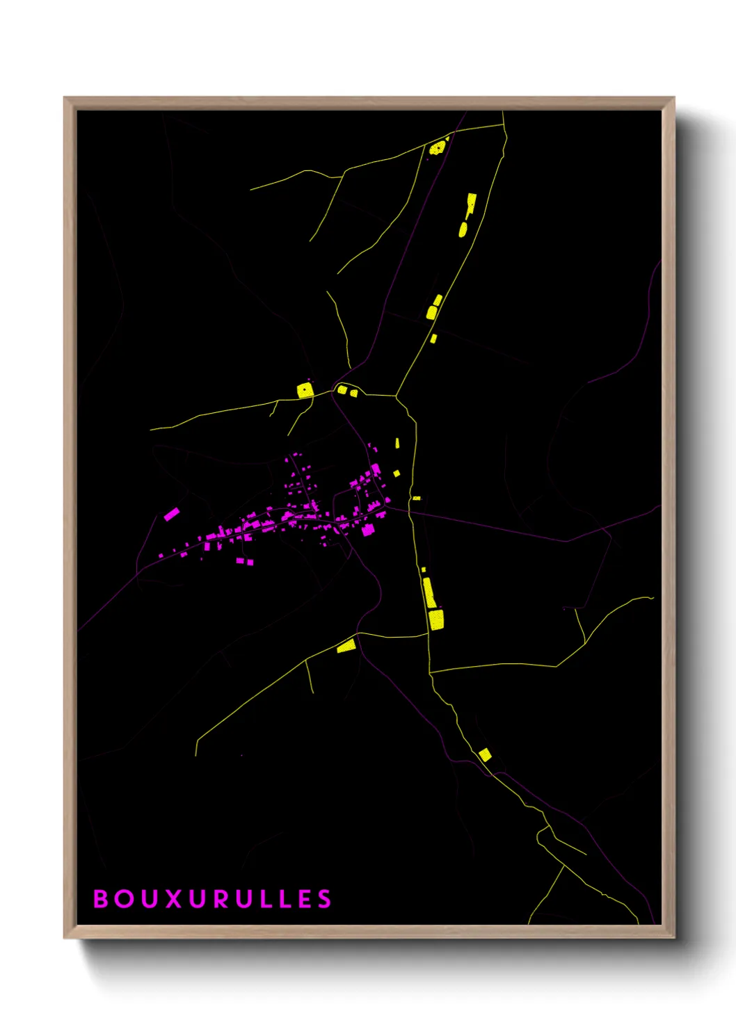 Une affiche de carte sur Bouxurulles