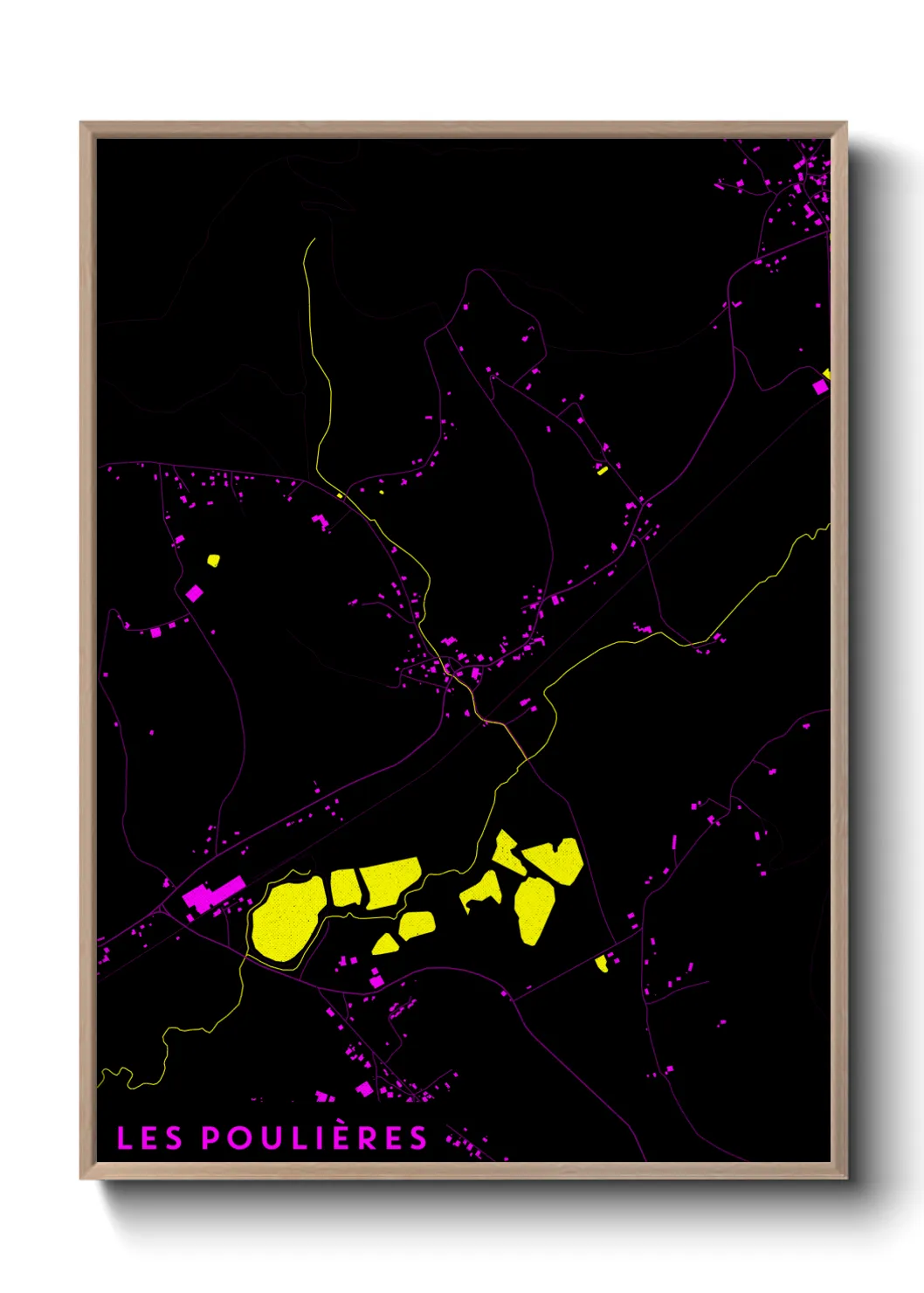 Une affiche de carte sur Les Poulières