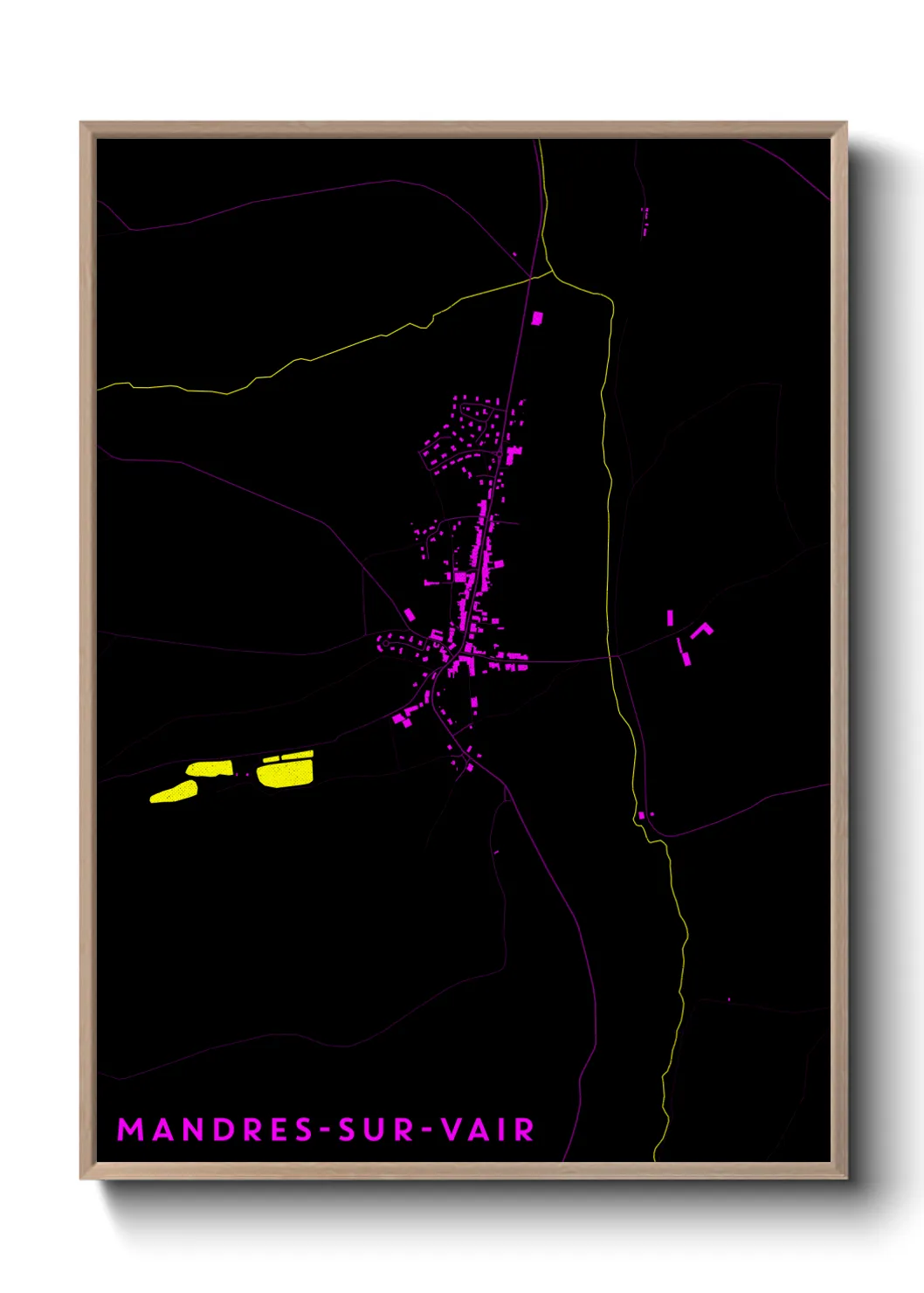 Une affiche de carte sur Mandres-sur-Vair