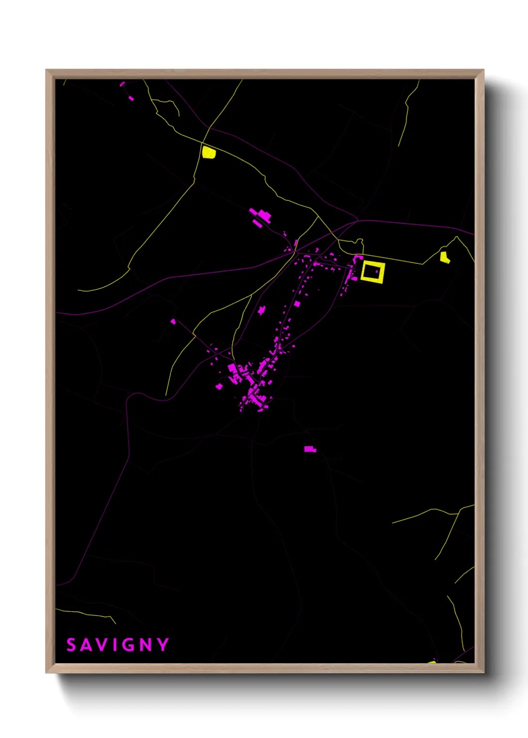 Une affiche de carte sur Savigny